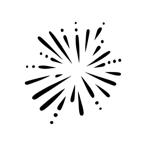 Doodle carnival firework. Shiny forework for parties and celebrations. Vector illustration Doodle carnival firework. Shiny forework for parties and celebrations. Vector illustration isolated in white background loud whistle sound stock illustrations