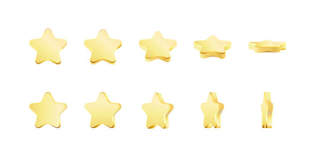 istock Golden award set.  Set of rotating golden stars. 1394859783