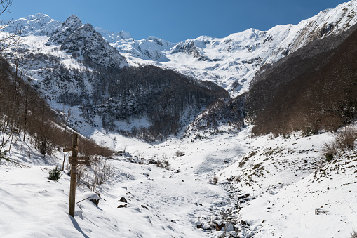 Hiking trail to Port De Salau in the french Pyrenees mountain