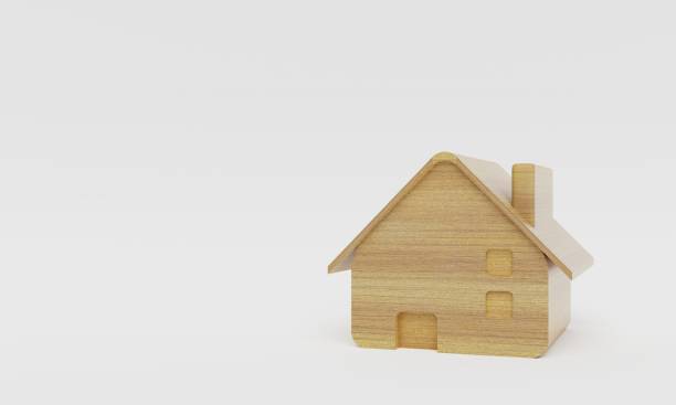 istock Wooden house on white background. Exterior and object concept. 3D illustration rendering 1394864459
