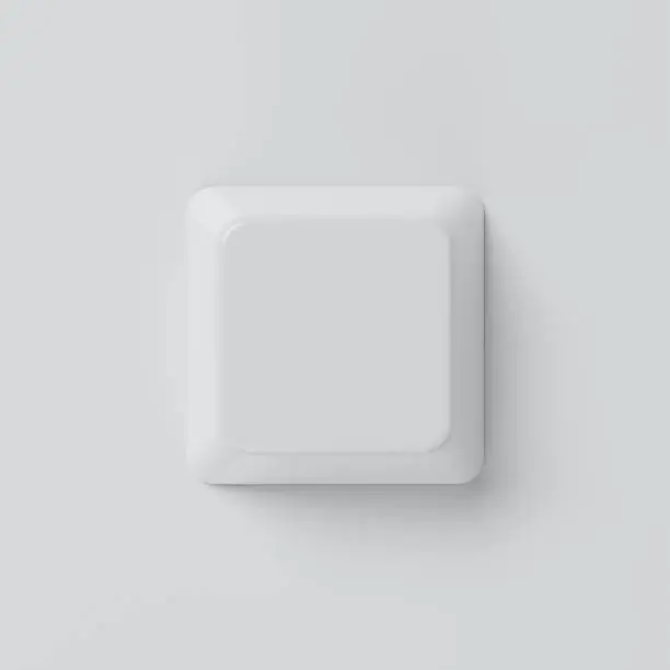 Photo of White empty keyboard button on background. Computer and object concept. 3D illustration rendering