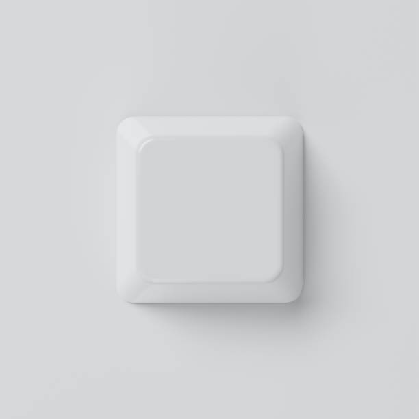white empty keyboard button on background. computer and object concept. 3d illustration rendering - enter key computer key computer keyboard square imagens e fotografias de stock
