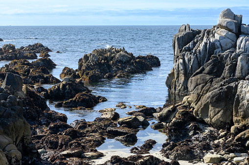 Panorama of lighthouse and ruin of monastery, Pointe de Saint Mathieu, Brittany (Bretagne), France