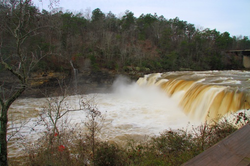 Little River Canyon Falls near Ft Payne Alabama, water and falls running high from torrential rains the past couple of days.
