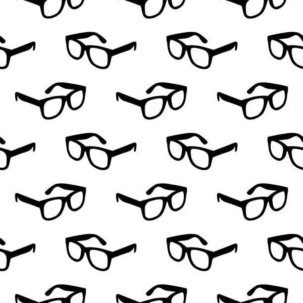 Vector illustration of Black Eyeglasses Seamless Pattern