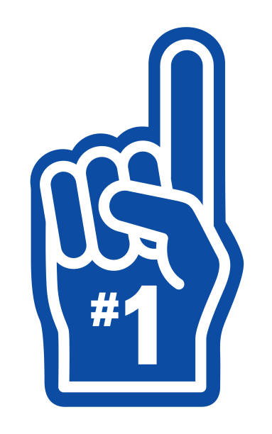 Blue Number 1 Hands Vector illustration of a number one blue and white sports hand with a #1 on it. single object stock illustrations