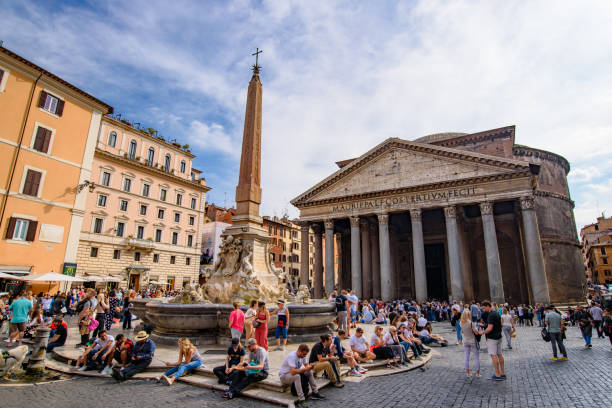 Pantheon, a former Roman temple and a Catholic church, in Rome, Italy stock photo