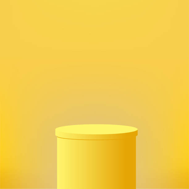 istock Abstract minimal scene with geometric forms. Yellow podium in yellow background for product presentation. Vector 1394880190