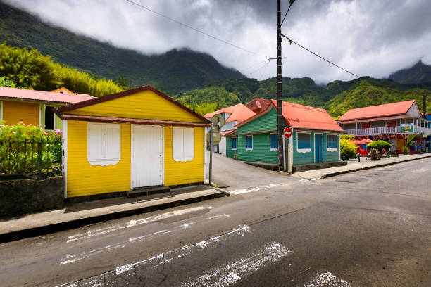 Village of Grand Ilet, Salazie, Reunion Island Village of Grand Ilet, Salazie at Reunion Island french overseas territory stock pictures, royalty-free photos & images
