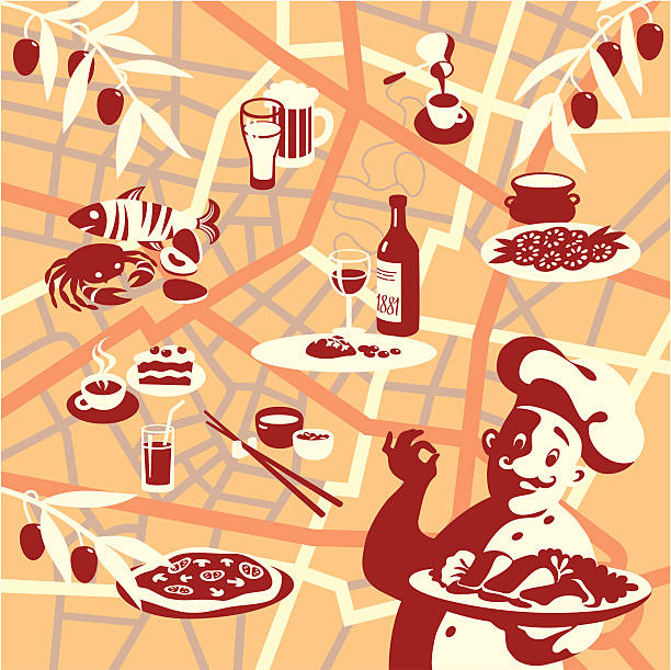 witamy w mieście. gourmet mapy - james cook stock illustrations