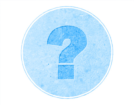 Blue Colored Question Mark Sign Or Symbol Enclosed In A Weathered ...