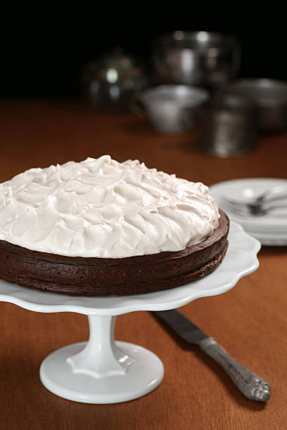 istock Flourless Chocolate Meringue Torte on Cakestand 139488360