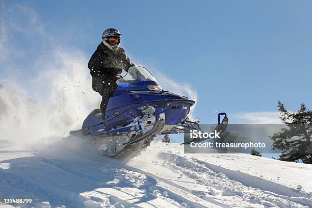 Snowmobile Action Stock Photo - Download Image Now - Snowmobile, Snowmobiling, Motion