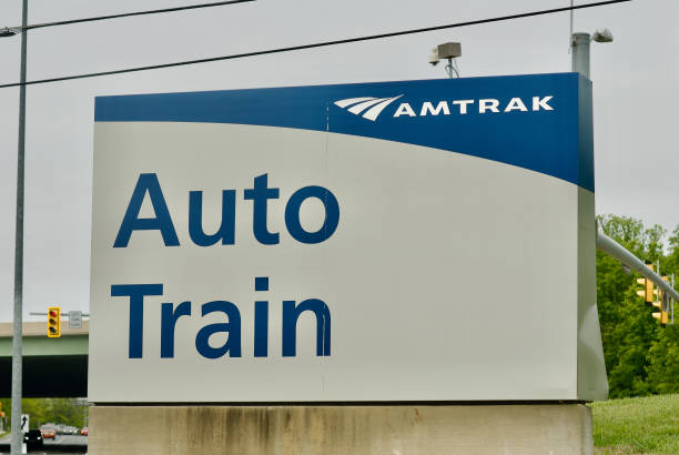 Amtrak Auto Train Sign stock photo