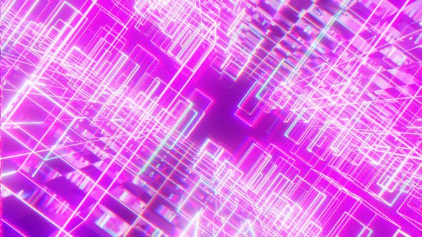 istock Abstract Cyber Cubic Style Glow Neon 1394889486