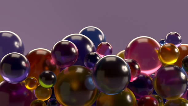 istock Abstract flying bubbles on colorful background 1394892567