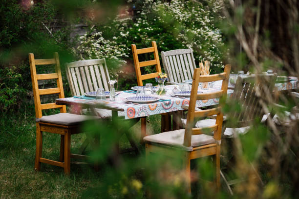istock Garden party preparations, beautiful table decorations, table decorations 1394895636