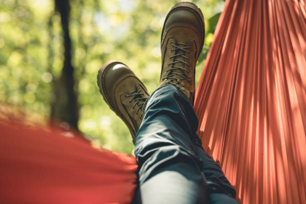 istock Relaxing in hammock in tropical forest 1394898601