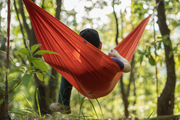 istock Relaxing in hammock in tropical forest 1394899784