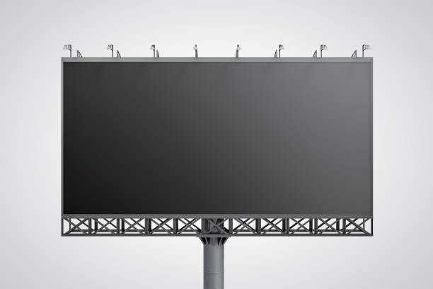 istock Blank black horizontal billboard isolated on white background, front view. Mock up, 3D Rendering 1394904692