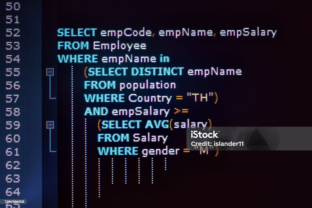 Sql Code On Computer Monitor Example Of Sql Code To Query Data From A ...
