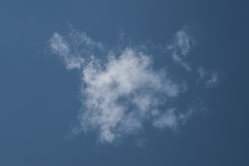 Croatia, May 01,2022: White cloud on clear blue sky background.