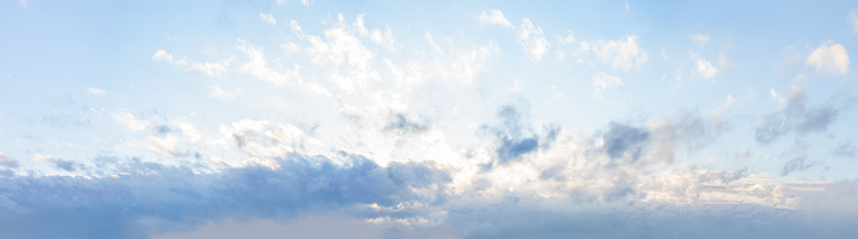 Amazing blue sky with white clouds, panoramic skyline background