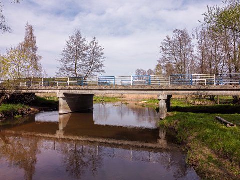 Bridge in the center of Poland on the Grabia River.