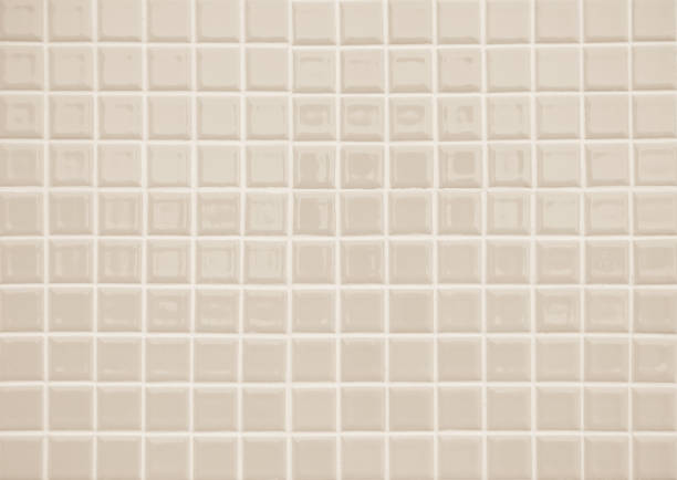 istock Beige ceramic wall and floor tile abstract background. Design geometric gray mosaic texture decoration of the bedroom. Simple seamless pattern grid for backdrop hospital wall, canteen and kitchen. 1394910280
