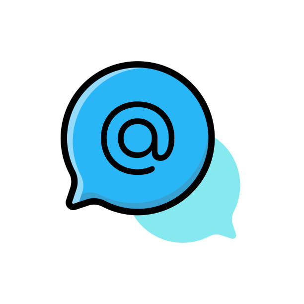 ilustrações de stock, clip art, desenhos animados e ícones de speech bubbles online messaging icon design - at symbol connection technology community