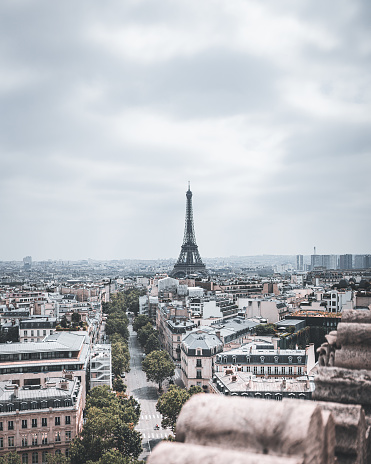 Eiffeltower in Paris viewed from the Arc de Triumph