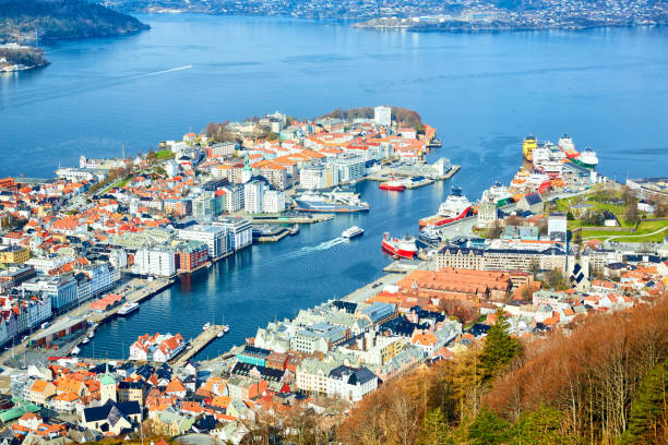 istock Aerial view of Bryggen waterfront 1394911317