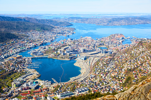Aerial view of Bergen city, Norway
