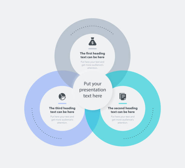 template proses bisnis sederhana dengan tiga tahap warna-warni - infografis ilustrasi stok