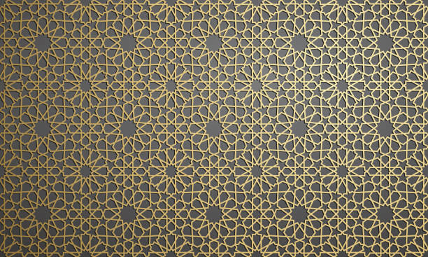 ilustraciones, imágenes clip art, dibujos animados e iconos de stock de vector de ornamento islámico, motivo persa. 3d ramadan elementos de patrón redondo islámico . vector geométrico de símbolo árabe ornamental circular. fondo dorado - cultura-de-oriente-medio