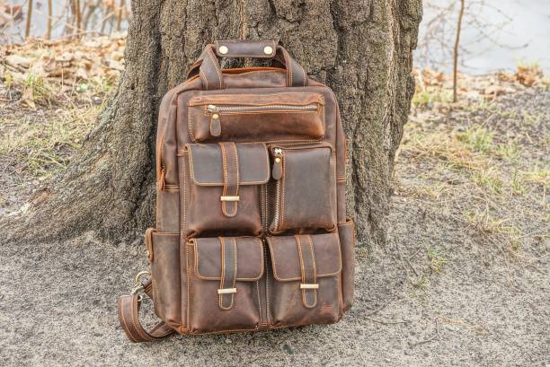 istock one brown leather military retro backpack 1394918187