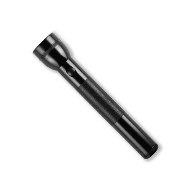 istock Metal black flashlight on a white isolated background, product photo 1394919476