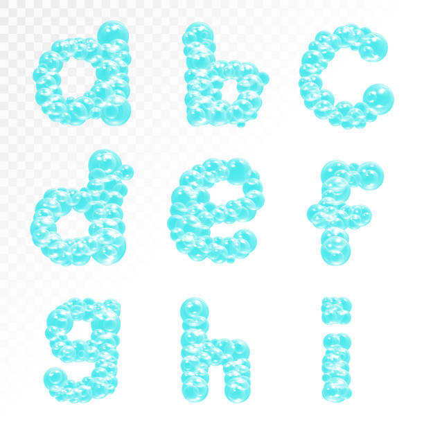 ilustraciones, imágenes clip art, dibujos animados e iconos de stock de ilustración vectorial de letras de burbuja - air alphabet alphabetical order backgrounds