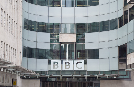 London, United Kingdom - March 6 2022. Exterior view of Broadcasting House, the BBC headquarters in Central London.