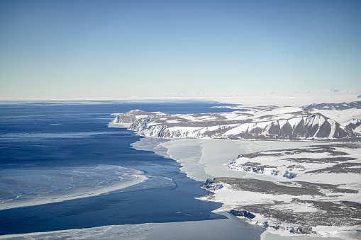 View of Greenland country, in the Artic with the atlantic ocean and Artic ocean
