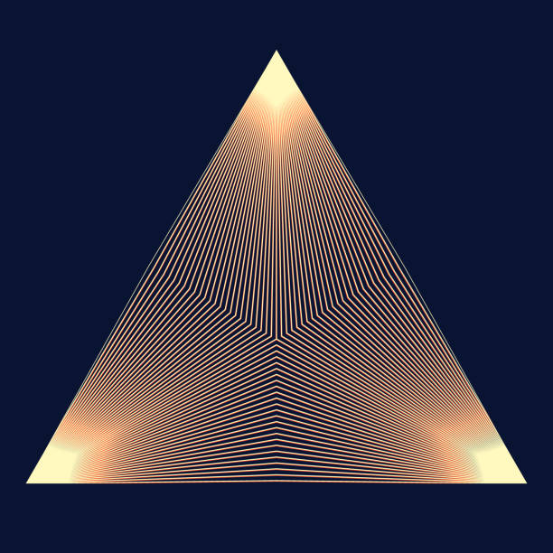 istock Golden luxury triangle as pyramid over black background. Abstract sacred illustration. 1394927698