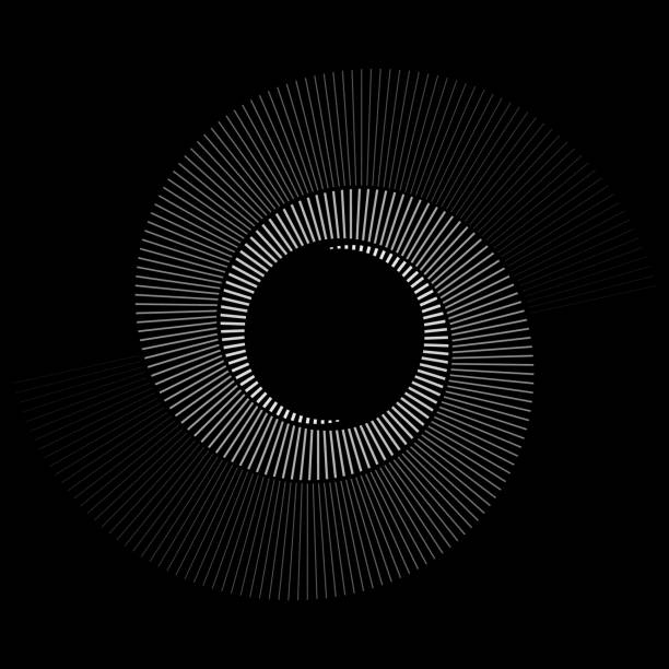 동적 추상 벡터 배경 또는 로고 또는 아이콘으로 다른 색상의 회색 선이있는 나선형. - illusion spiral black white stock illustrations