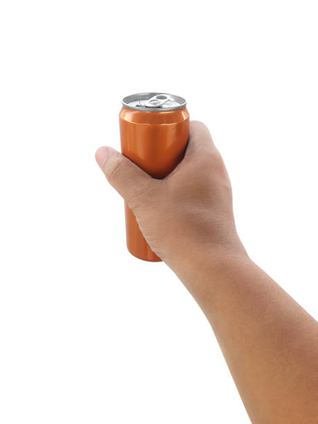 istock Cans aluminum of on hand isolated on a white background 1394927862