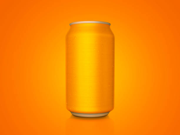 istock Orange aluminum can with isolated on orange background 1394931263