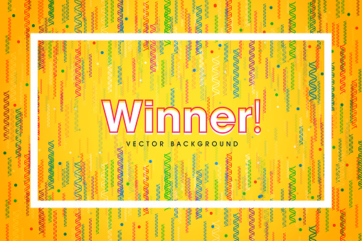 Winner abstract yellow background with confetti stock illustration