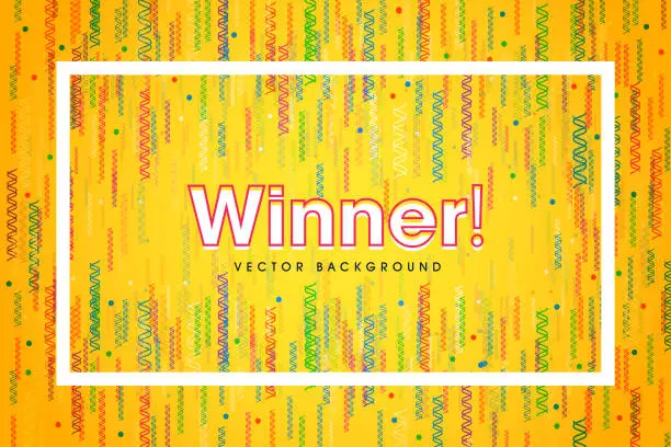 Vector illustration of Winner abstract yellow background with confetti