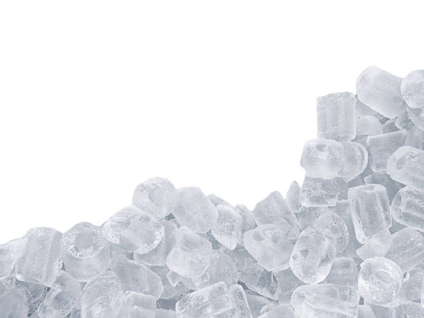 istock Pieces of crushed ice cubes on  white background 1394931365