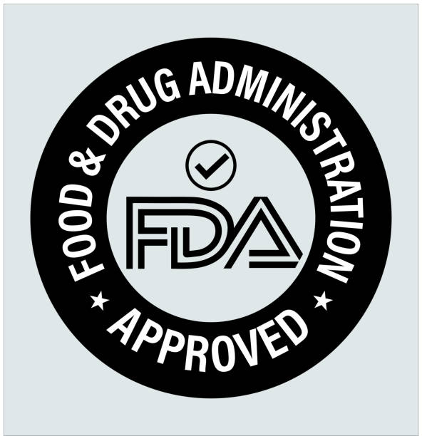 FDA approved vector icon FDA approved vector icon. black in color food and drug administration stock illustrations