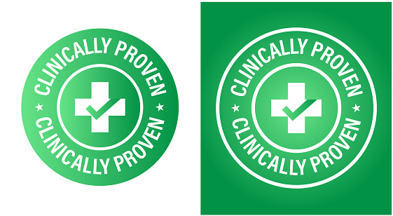 clinically proven vector icon, health care abstract. green color