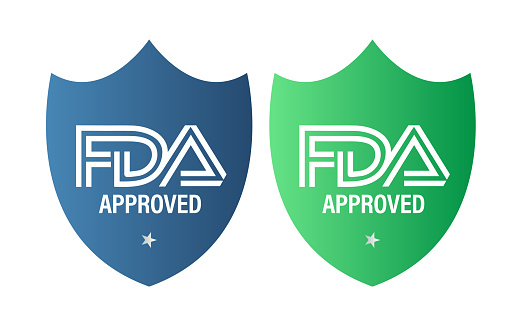 FDA approved vector icon set. Food and drug administration approved vector icon